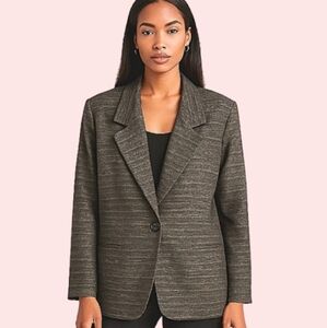 Modern Essential Square Cut Androgynous Boyfriend Jacket Green Black Large
